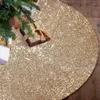 Tapis d'arbre de décorations de noël, belle jupe ronde, tissu brillant, paillettes dorées