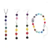 Necklace Earrings Set Chakra Gem Stone Beads Pendant Earring Women Yoga Reiki Healing Balancing Maxi Anklet Jewelry Kit