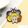 Tecknad accessoarer Sailor Moon Spinning Emamel Pin Cute Badge For Best Friend Brosch Gift Fashion Jewelry Drop Delivery Baby Kids M DHDR6