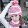 Party Hats Wholesale Women Winter Warmer Threepiece Set Hat Mask And Scarf Knitted Plus Veet Warm Dh0506 T03 Drop Delivery Home Gard Dh6Dl