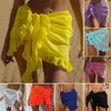 Skirts Women Mesh Sarong Dress Fashion Ruffle Swimwear Solid Color Beach Wear For Ladies 2023 Swimsuit Wrap Skirt High Quailty