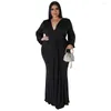 Sukienki plus size kobiety 4xl sukienka solidna elegancka elegancka 2023 Autumn Lady Party V szatę Kobieta Fall Luksusowe ubrania hurtowe