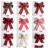 Dekoracje świąteczne Siatka Bowknot Red Green Bow Dekoracja ozdoby Tree Year Festival Party Home Wedding Decor VT1767 Drop dostarczenie dh1nb