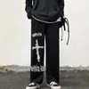 Calça masculina aolamegs homens góticos góticos japoneses casuais calças de moletom graffiti anime punk hippie de perna larga perna harajuku high street streetwear 230105