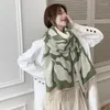 Halsdukar 2023 Autumn Winter Cashmere som Warm Thicked Women's Scarf Long Air Conditioner Golden Filiales and Leaves Tassel Shawl