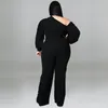 Pantalon grande taille 5xl pour femmes, combinaison une pièce fendue, tenue à la mode, manches bouffantes, ceinture, jambes larges, vente en gros, automne 2023