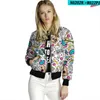 Women's Jackets Women Spring Summer Long Sleeve Zipper Print Bomber Jacket Casual Pocket Slim Female Street Style Outwear Plus Size 2023