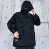 Giacche da uomo giacca techwear hip-hoodie per uomo con cappuccio nero con cappuccio mantello a vento