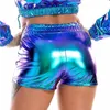 Women's Shorts Metallic Shiny Sparkly Drawstring Outfit Elastic Waist Rave Booty Dance With Pockets Sexy Party Club