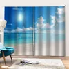 Curtain Customized Size Luxury Blackout 3D Window Curtains Blue Sky Beach S