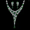 Necklace Earrings Set Luxurious Crystal CZ Cubic Zircon Bridal Wedding Water Drop Earring Women Accessories