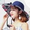 Wide Brim Hats Reversible Summer Hat For Women Super Large Beach Cap Sun Female England Style Girls Bow Fedora D88