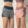 Running Shorts Women Sport Quick Dry High Elasticity Double Layer Yoga With Phone Pocket For Fitness Training ASD