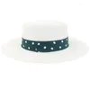 Wide Brim Hats HT3643 Summer Women's Boater Beach Hat Female Casual Panama Lady Classic Flat Straw Sun Women Fedoras