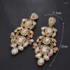 Dangle Earrings Luxury Big Size 12cm Long Clip-On Drop Rhinestone For Bridal Party Jewelry Women Clip Earring Non-Pierced