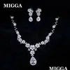 Boucles d'oreilles collier Migga haute qualité Cz cristal fleur goutte d'eau cubique zircone ensemble de bijoux pour les femmes mariée ensembles de livraison Dh6Lt