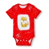 New Born Infant Baby Rompers Short Sleeve Jumpsuit 2023 New Tie Dyed Red DIY Blank Bodysuit Heat Transfer Sublimation Heat Transfer Print Boy Girl's One Piece T163HDJ