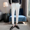Мужские костюмы 2023 деловые брюки мужчина черный белый случайные стройные костюмы.