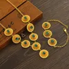 Ketting oorbellen Set Ethiopische hoofdketen Bracelet Habesha Gold kleur haar stuk sieraden eritrea bruiloft geschenken voor vrouwen bruid cadeau