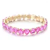 Pulseiras de charme de qualidade de qualidade rosa/branco/azul zircão cúbico para mulheres jóias de casamento de coração romântico