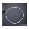 Pendanthalsband 2022 Top Sell Bride Tennis Necklace Sparkling Luxury Jewelry 18K White Gold Fill Round Cut Topaz Cz Diamond Gemsto Dhhip