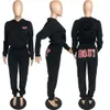 Novo atacado de agasalhos de lã femininos ternos de corrida outono inverno roupas de manga comprida com capuz calças com capuz conjunto de duas peças casual body sweatsuits preto roupas esportivas 8546