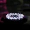 Wedding Rings Hyperbole Round Finger Ring Band With Full Circle Zircon Stone Dazzling Women Jewelry Luxury Proposal Present