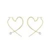 Boucles d'oreilles cerceau mignon grand coeur contour plaqué or 2023 Vintage fausse perle amour Contour coréen bijoux pour femmes Boucle