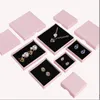 1.5cm Thin Pink Cardboard Jewelry Boxes Package Case for Christmas Valentine's Day Ring Necklace Earring Gift