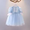 Abiti da ragazza Moda per 1-4 anni Toddle Baby Abiti estivi Principessa Paillettes Pizzo Falso Vest Abito da sera per feste Tutu rosa / blu