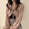 Women's Knits & Tees Women Short Sweater Coat 2023 Spring Summer Long Sleeve Loose Knitted Crop Tops Solid Color Sexy Cardigan Sweaters