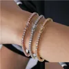 Bracelets de mariage M Cz Diamond Bangle Bijoux classiques Hip Hop Tennies Bracelet 18 carats en or blanc remplir trois couleurs fête de haute qualité Dhvec