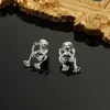 Necklace Earrings Set Retro Cute Frog Earring For Women Silver Color Gothic Animal Pirecing Stud Female Charm Jewelry Gift