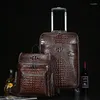 Valizler Orijinal Deri Timsah Desen Seyahat Bagajı El çantası Sırt Çantası Erkekler İlk Katman Cowhide Tramvay Bearcas