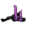 Sex Toy Dildos Double cannon purple wear double head penis dynamic pants lesbian interaction leather