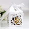 Emballage cadeau 50pcs amour coeur découpé au Laser boîte de faveur de fête de mariage sac de bonbons boîtes de chocolat anniversaire de mariée avec des fournitures de rubans