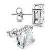 Stud Classical Four Claw Infinity Luxury Jewelry 925 Sterling Sier Princess Cut White Topaz Square Cz Mti Size Gemstones Women Drop Dho86