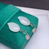 Boucles d'oreilles pendantes SHILOVEM 18k or jaune véritable jaspe blanc naturel goutte bijoux fins femmes cadeau de mariage 10 7mm Myme10176625hby