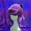 Berets Fashion Y2k Cute Polka Dot Hats Plush Knitted Ear Protection Flying Fur Frog Hat Autumn Winter Warm For Women