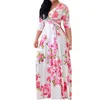 Casual Dresses Plus Size Long Maxi Dress Elegant Print Party V-Neck Women Spring Sleeve Ladies Big 5xl