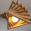 Pendant Lamps Wooden Chandelier Nordic Style Stereoscopic Square Decorative For Home Office El Cafe LED Lighting Downlight