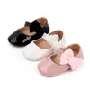 Premiers marcheurs Jlong infantile antidérapant Bowknot chaussures à semelle souple née princesse mariage bébé filles PU Mary appartements 0-18 mois