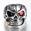 Cluster Rings Mens Ring Stainless Steel Hip Hop Punk Domineering Red Eye Skull Bite Jewelry Gift