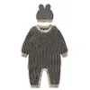 Designer de luxe barboteuses vêtements nouveau-nés hiver chaud laine tricoté body bébé garçons combinaison enfant en bas âge barboteuses chapeau 2pc vêtements