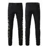 Mens jeans luxury brand Letter Star Men Embroidery Patchwork Ripped jeans Trousers Straight Slim Elastic Denim Fit Moto Pants Trendy Streetwear size 28-38