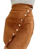 Юбки женские бодиконсоковые замшевые юбки с твердым цветом высокий наклон наклона кнопки лепестки