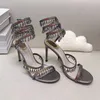 Fashion Stiletto Sandali con tacco alto gioiello Sandalo con serpente che intreccia eleganti scarpe da donna estive con strass di cristallo Suole argentate