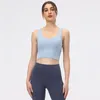 Yoga outfit Solid Color Sports Tank Soft Vest Crop Top Moisture Wicking Tight Fitness Bra Kvinnor Inga fälgar Borttagbara bröstkorgar Gymkläder