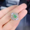 Cluster Rings KJJEAXCMY Fine Jewelry S925 Sterling Silver Inlaid Natural Emerald Girl Ring Support Test Chinese Style