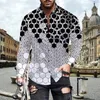 Camisas informales para hombre, cárdigan abotonado de manga larga con cuello vuelto y estampado de moda para hombre, Tops para hombre, camisa Harajuku de otoño